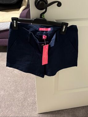 Lilly Pulitzer Navy High-Waist Tailored Shorts